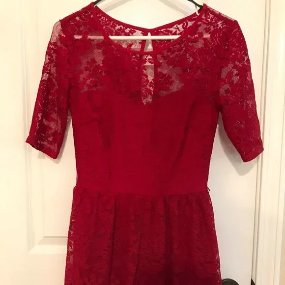 City Triangles | Dresses | City Triangles Red Lace Mini Dress Size 5 Juniors  | Poshmark